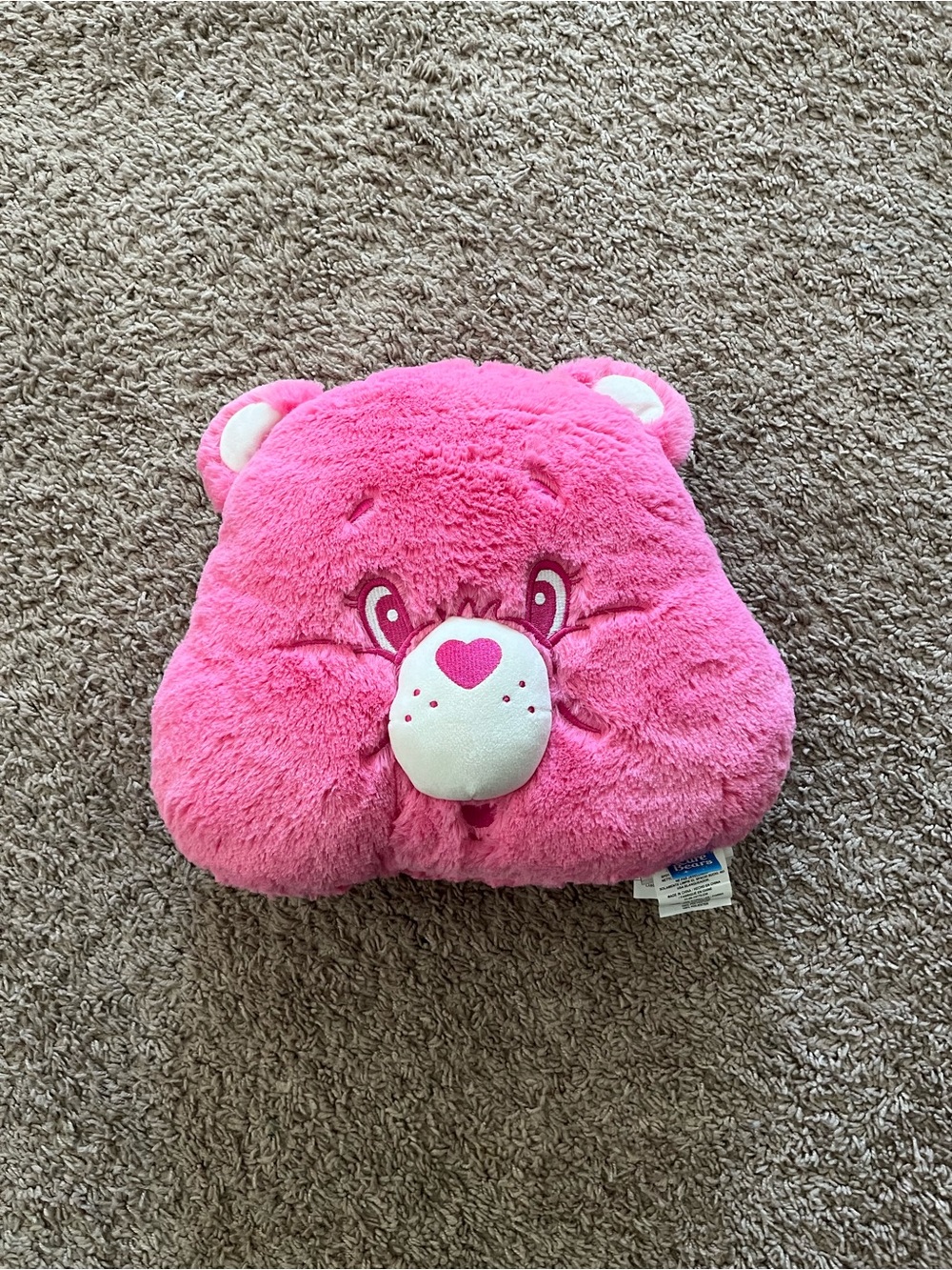 Care Bears Pink Cheer Bear Face Plush Cuddle Throw Pillow Decorative Cushion NEW